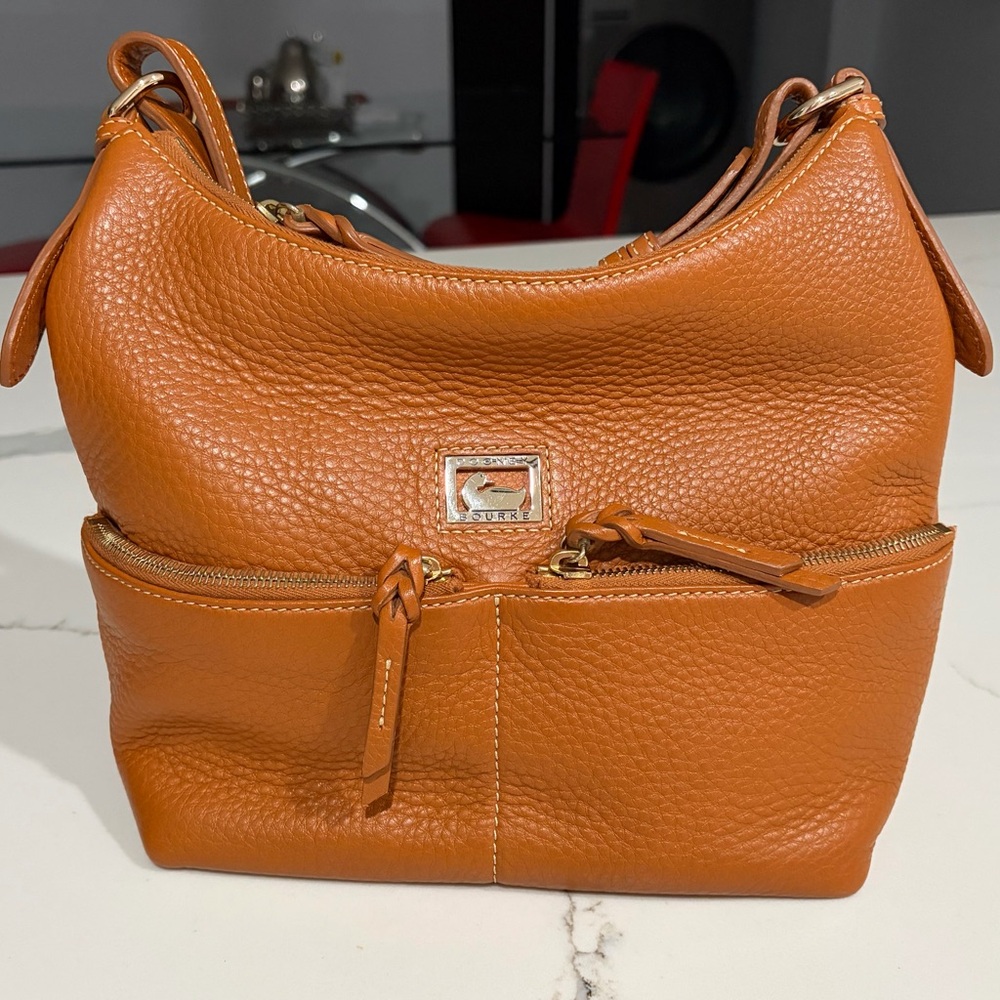 Dooney & Bourke Cognac Pebbled Leather Shoulder Bag